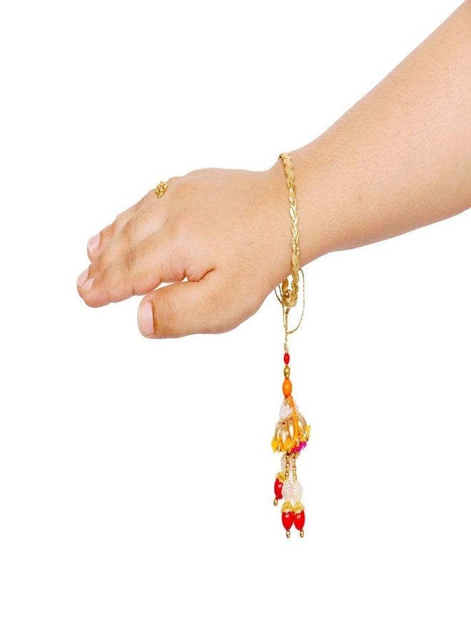 Suninow Designer Orange BHAIYA BHABHI LUMBA Rakhi Combo - Image 3