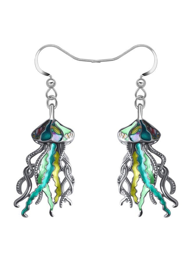 BAMAY Enamel Alloy Cute Jellyfish Earrings Dangle Sea Animal Charms Beach Jewelry Summer Gifts for Women (Green) - Image 1