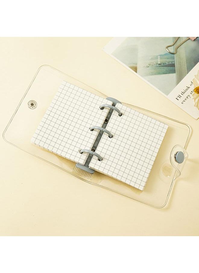 Thoraya - Mini Transparent 3 Ring Binder Covers with Grid Inner Page and Binder Pockets Mini Loose Leaf Notebook Binder Clear PVC Binder Cover with Snap Button - Image 1
