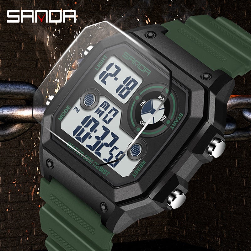 Sanda Sanda New Fashion Trendy Men'S Watch Student Square Electronic Watch Outdoor Waterproof Boys Sports Watch - Image 2
