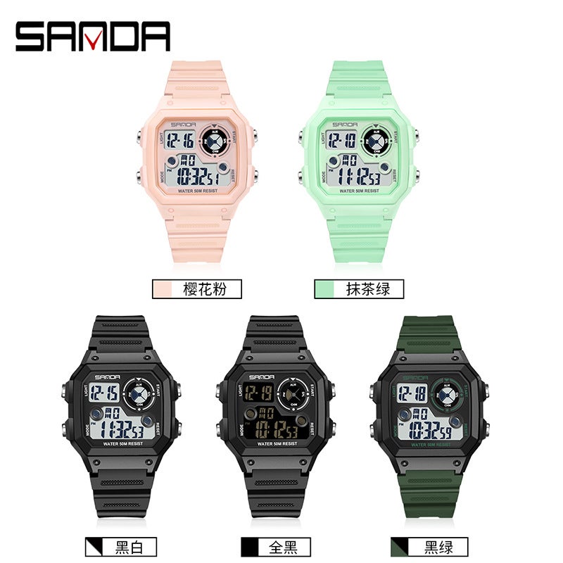 Sanda Sanda New Fashion Trendy Men'S Watch Student Square Electronic Watch Outdoor Waterproof Boys Sports Watch - Image 5