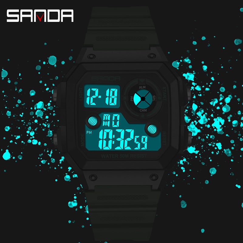 Sanda Sanda New Fashion Trendy Men'S Watch Student Square Electronic Watch Outdoor Waterproof Boys Sports Watch - Image 4