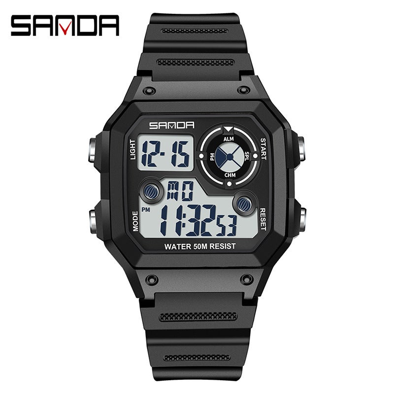 Sanda Sanda New Fashion Trendy Men'S Watch Student Square Electronic Watch Outdoor Waterproof Boys Sports Watch - Image 1