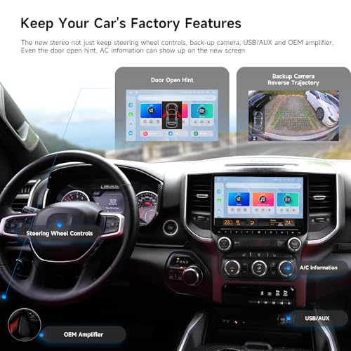 Dasaita 8GB+256GB Car Radio for Dodge Ram 1500 2019-2022 (Auto AC), Wireless Apple Carplay & Android Auto, 10.2'' Android 13 GPS Navigation Head Unit, Plug & Play Car Stereo, Voice Control - Image 3
