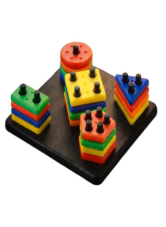 SARASI Geometric Shape Sorter Toy, Colourful Stacking Blocks, Educational Learning Toy for Toddlers, Multiple Shapes - Image 1