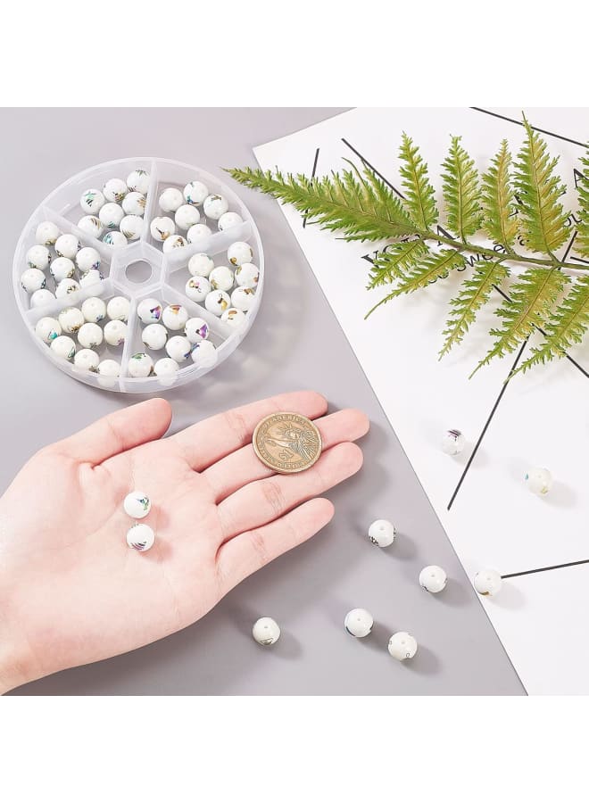 60 Pcs Electroplate Opaque Glass Crystal Christmas Themed Round Loose Beads for Jewelry Making Bracelet Beaded Crafts Hair Accessories - 10mm - Image 4