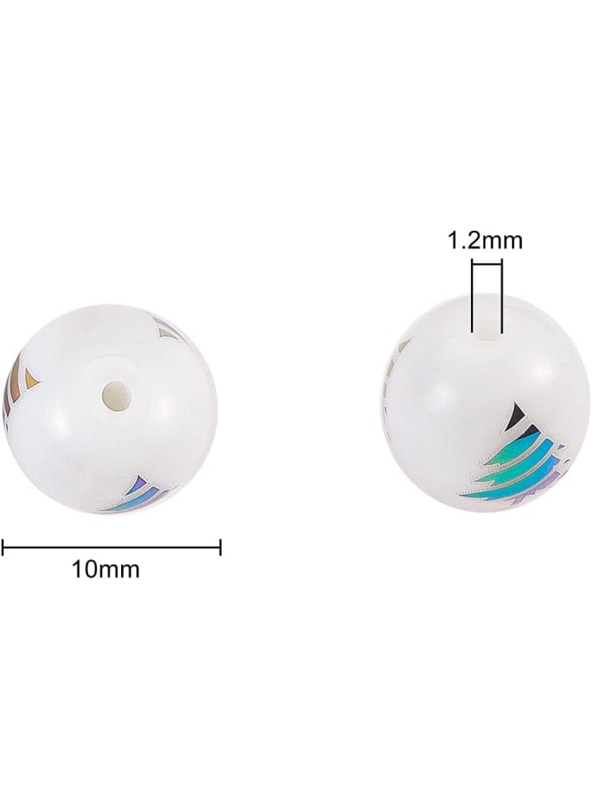 60 Pcs Electroplate Opaque Glass Crystal Christmas Themed Round Loose Beads for Jewelry Making Bracelet Beaded Crafts Hair Accessories - 10mm - Image 2