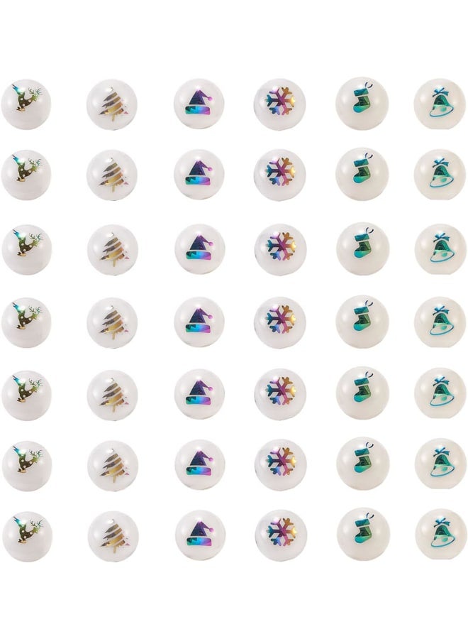 60 Pcs Electroplate Opaque Glass Crystal Christmas Themed Round Loose Beads for Jewelry Making Bracelet Beaded Crafts Hair Accessories - 10mm - Image 5