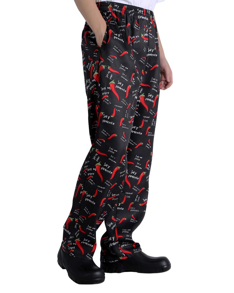 Nideen Men's and Women's Printed Chef Pants, Baggy Chef Pants Cargo Style Kitchen Uniforms, XL - Image 3
