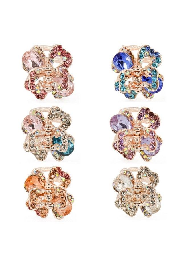 Yeshan Rhinestone And Crystal Metal Jaw Claw Hair Clipsmall Butterfly Design Barrettes For Womenpack Of 6. - Image 1