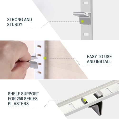Lenink 28 Piece 256P-ZC Adjustable Pilaster Shelf Clip Shelving Brackets Clips for Metal and Wood Shelving - Image 3