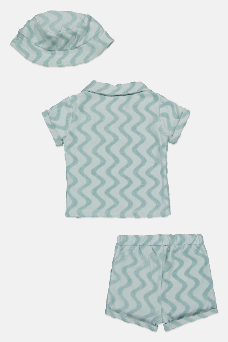 Lily & Jack Toddlers Boy 3 Pieces Embroidered T-Shirt , Shorts And Bucket Hat Set, Multicolor - Image 3
