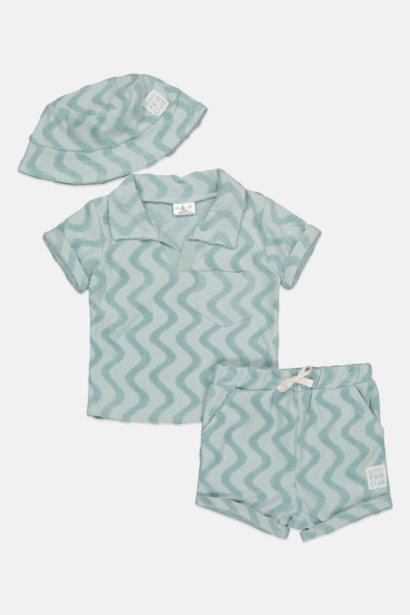 Lily & Jack Toddlers Boy 3 Pieces Embroidered T-Shirt , Shorts And Bucket Hat Set, Multicolor - Image 4
