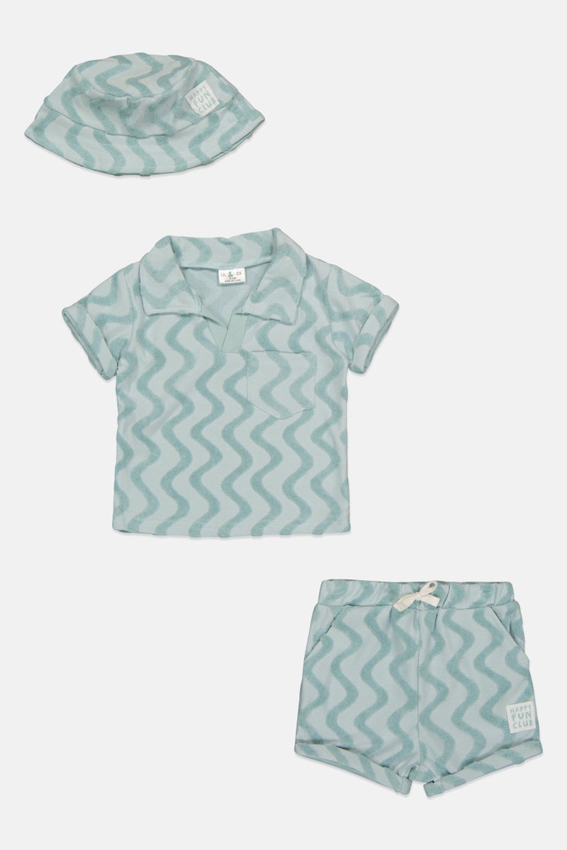 Lily & Jack Toddlers Boy 3 Pieces Embroidered T-Shirt , Shorts And Bucket Hat Set, Multicolor - Image 2