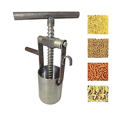 Manual Pasta Maker Machine Vintage Style Metal Press with Handle Iron Commercial Heavy Machine Sev Machine 2 Different Jali for Making Different Types of Sevaiya Gathiya Murukku Chakli Grey  - Image 1