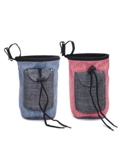 Dog Treat Training Pouch Bag, 3 Ways to Wear, Versatility dog treat pouch, Easily Carries Pet Toys, Kibble, Treats, Dog collapsible bowl, Built–in Poop Bag Dispenser (2pcs) (Blue + Pink)