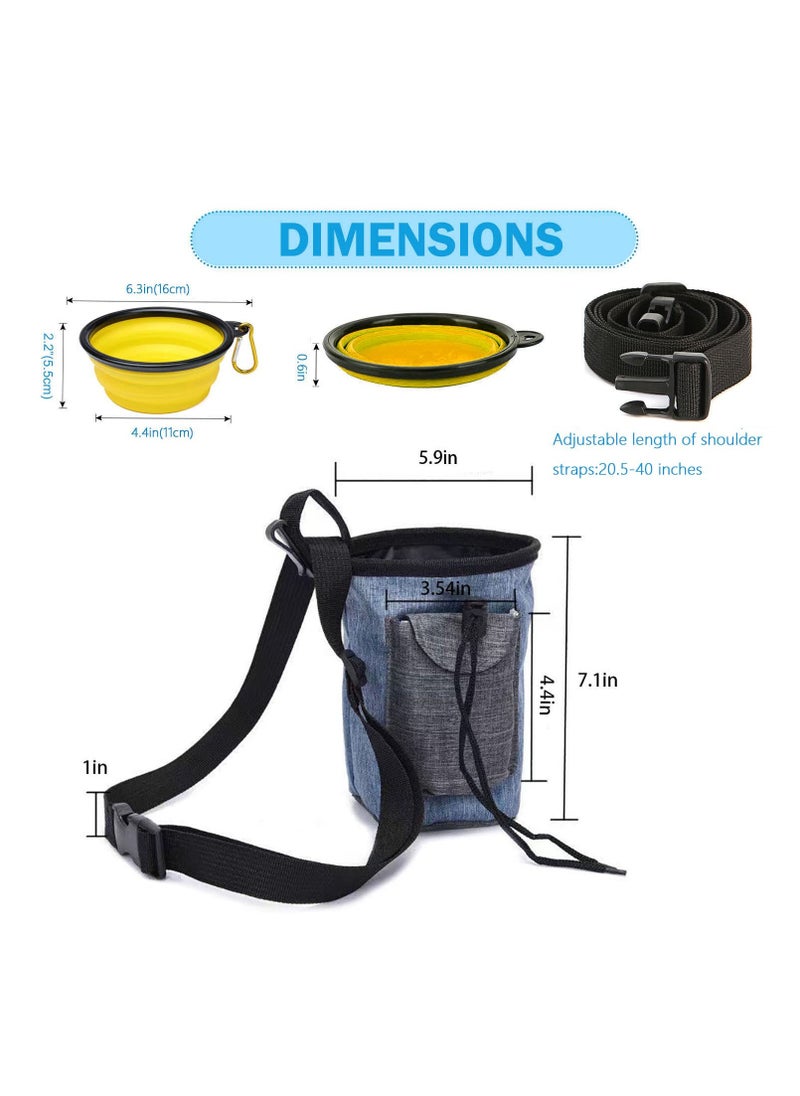 SYOSI - Dog Treat Training Pouch Bag, 3 Ways to Wear, Versatility dog treat pouch, Easily Carries Pet Toys, Kibble, Treats, Dog collapsible bowl, Built–in Poop Bag Dispenser (2pcs) (Blue + Pink) - Image 1
