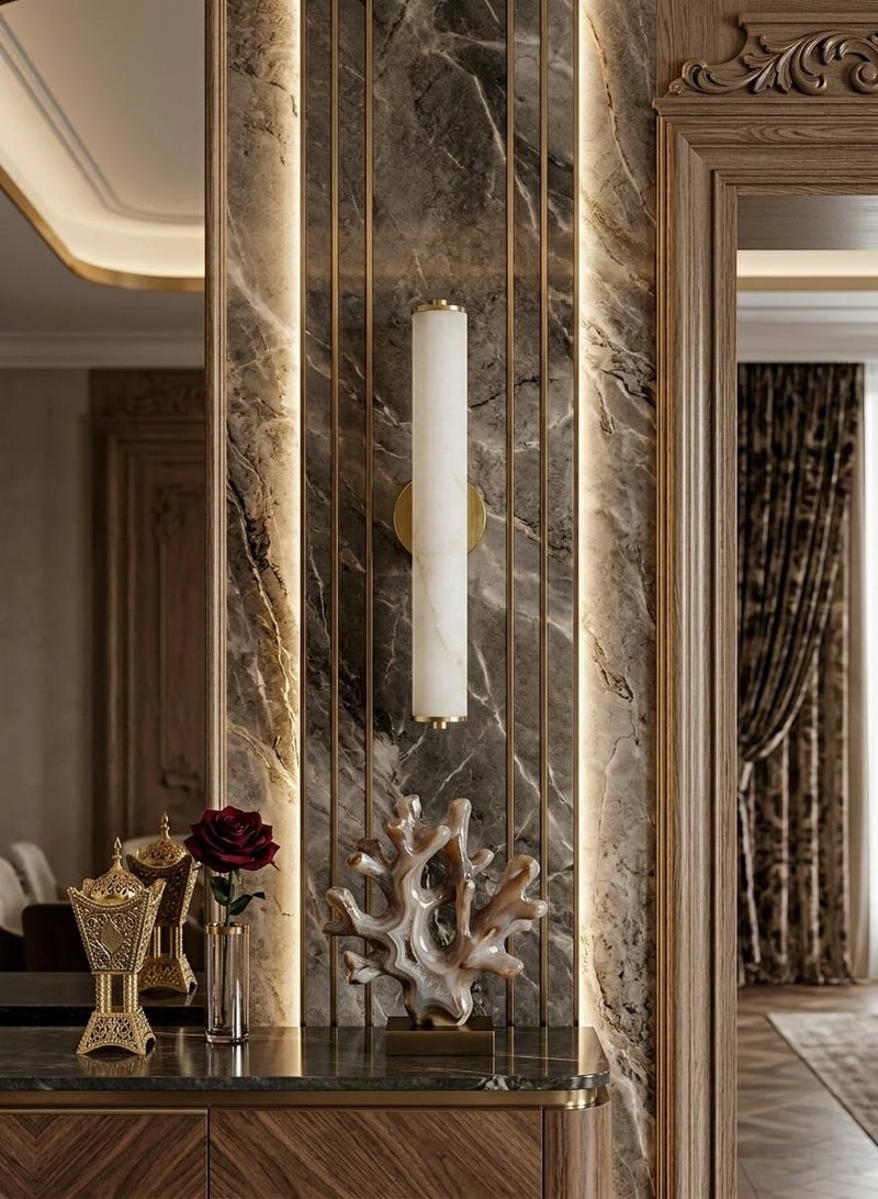 اكسبت ابليك جداري مودرن ليد بتصميم رخامي - 3 ألوان إضاءة - لون ذهبي فاخر - Image 1