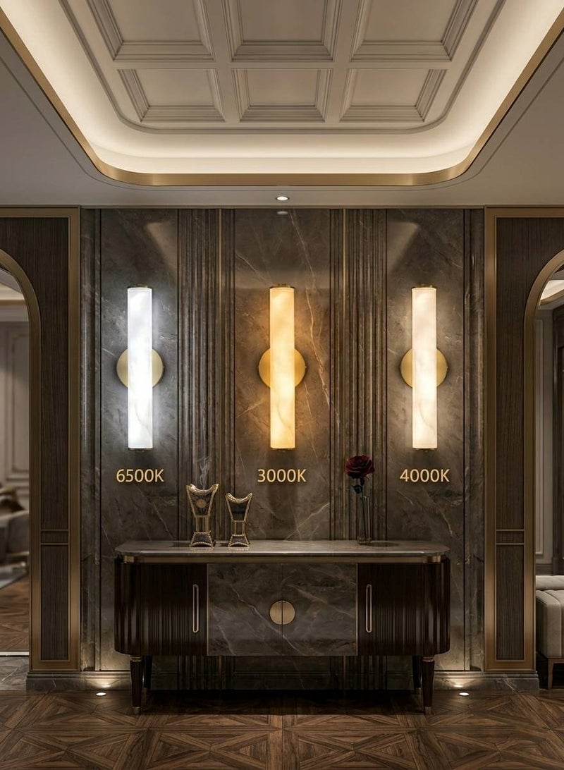 اكسبت ابليك جداري مودرن ليد بتصميم رخامي - 3 ألوان إضاءة - لون ذهبي فاخر - Image 2