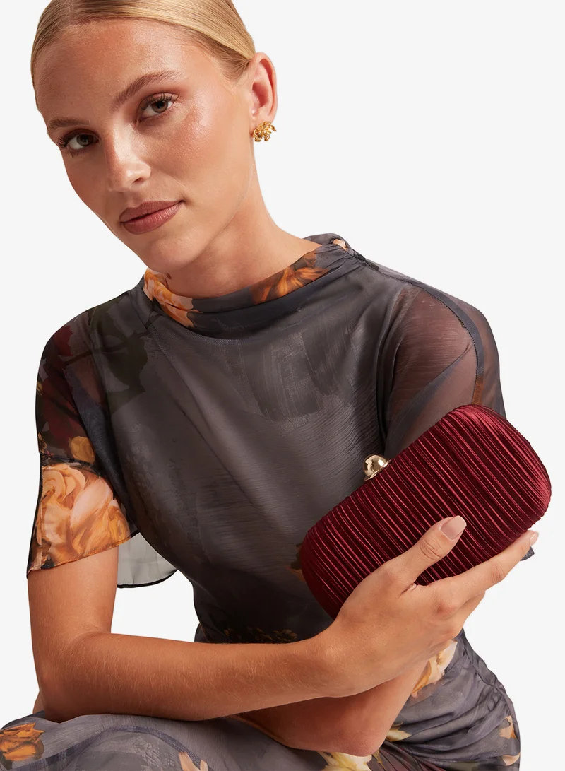 Ted Baker Pleated Satin Hard Clutch