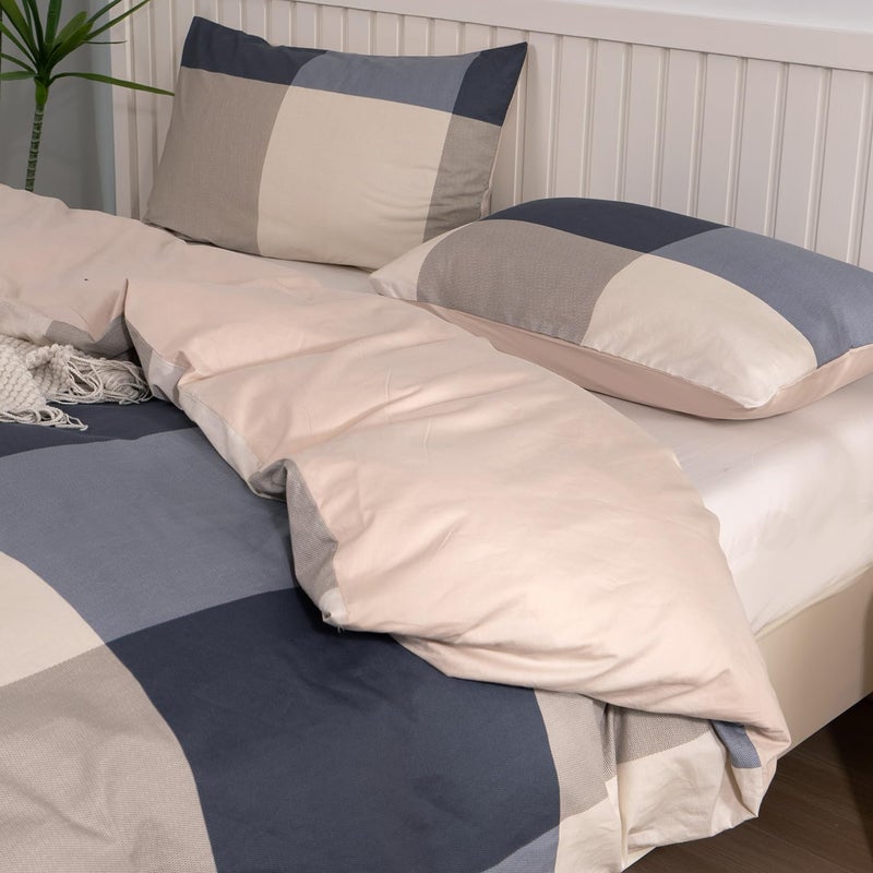 Jane yre King Duvet Cover Set Plaid 100% Brushed Microfiber Reversible 3 Pieces Bedding Set Vintage Style Checkered Pattern Geometric Duvet Cover King with Zipper Closure Luxury Soft Breathable Comfy - Image 4