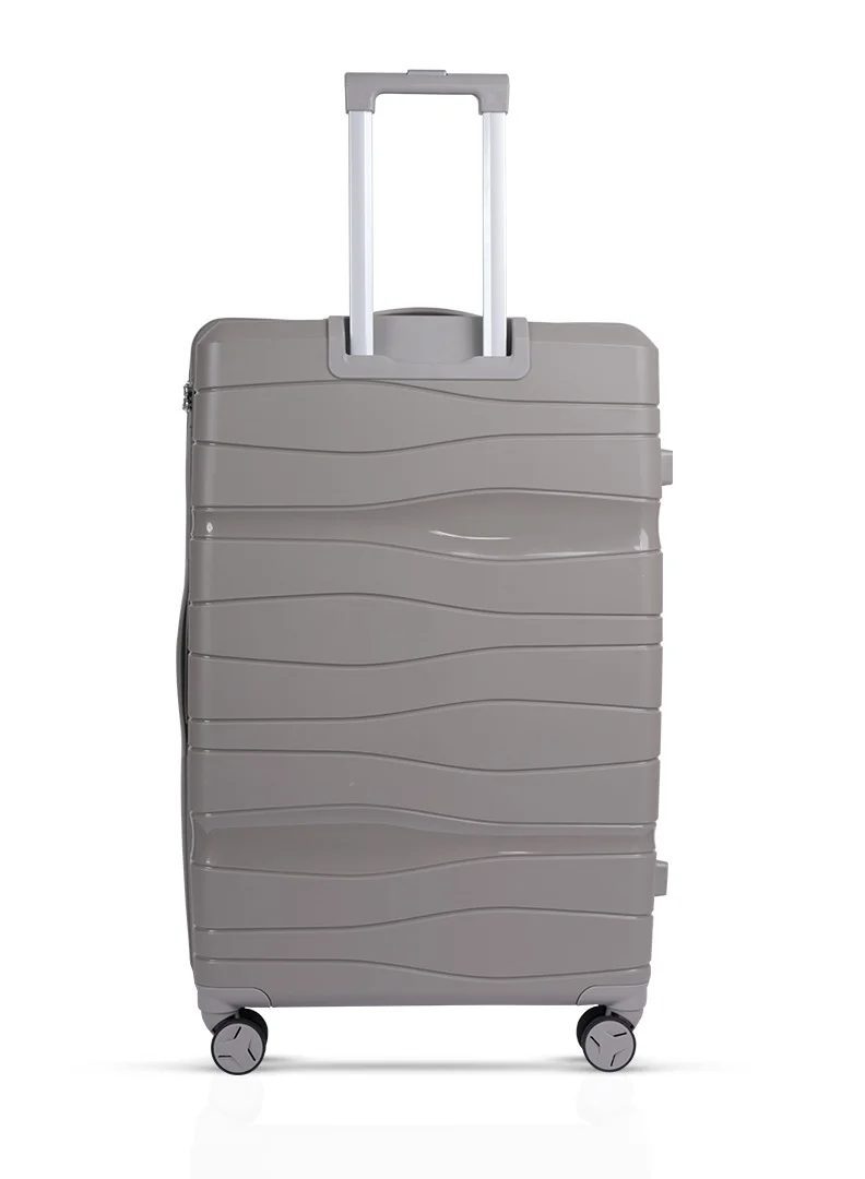 MNUK Viajero Check-in Luggage- 28 Inch | PP Material Hard-side Smooth and comfortable Luggage Trolley with TSA Lock | Double 360° 4 Wheeler| Large- Grey