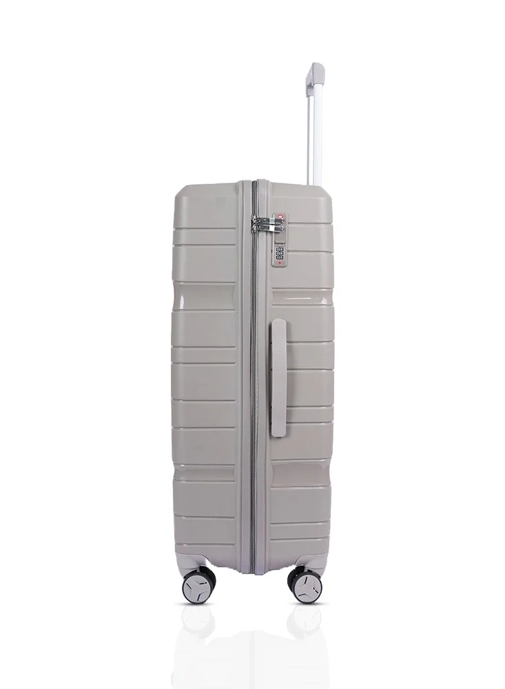 MNUK Viajero Check-in Luggage- 28 Inch | PP Material Hard-side Smooth and comfortable Luggage Trolley with TSA Lock | Double 360° 4 Wheeler| Large- Grey