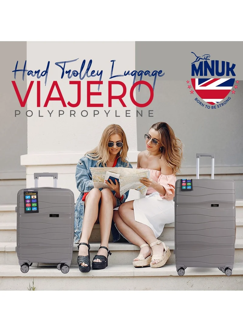 MNUK Viajero Check-in Luggage- 28 Inch | PP Material Hard-side Smooth and comfortable Luggage Trolley with TSA Lock | Double 360° 4 Wheeler| Large- Grey