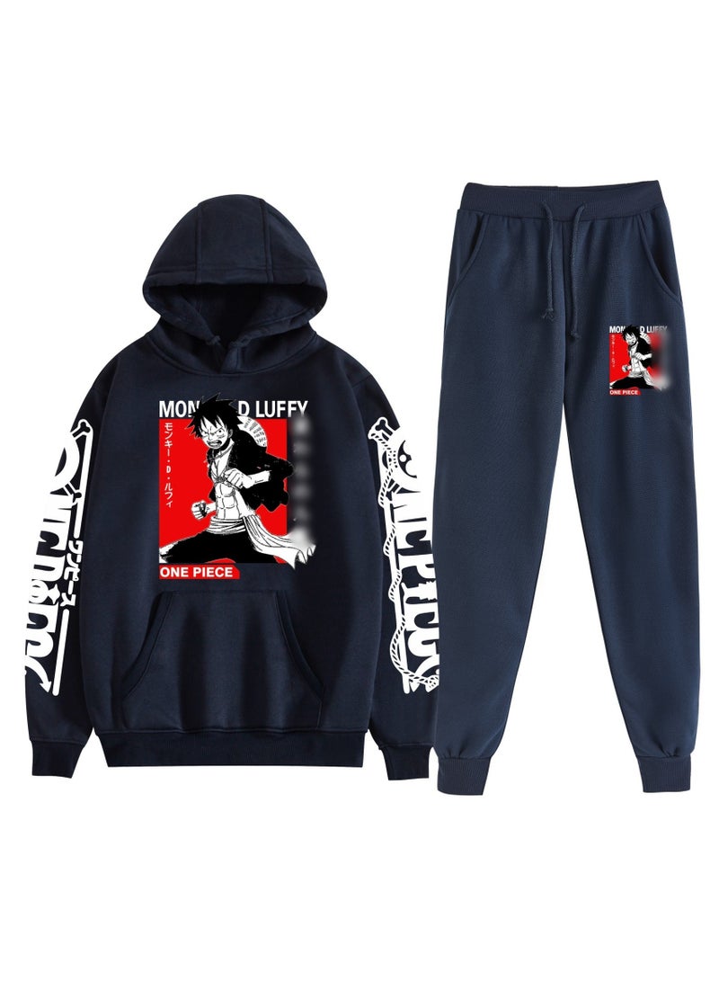 KUYING New One Piece Casual Loose Hooded Sweatshirt And Pants Set  - Image 1