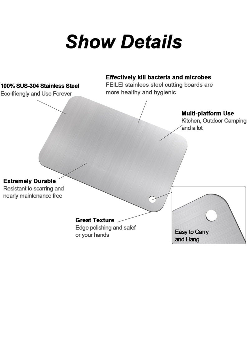Beauenty 304 Stainless Steel Kitchen Cutting Board, Hanging Cutting Mat, Durable Non-Slip Meat and Vegetable Cutting Board, Dishwasher Safe, Double Sided Stainless Steel Cutting Board (30 * 20cm) - Image 4