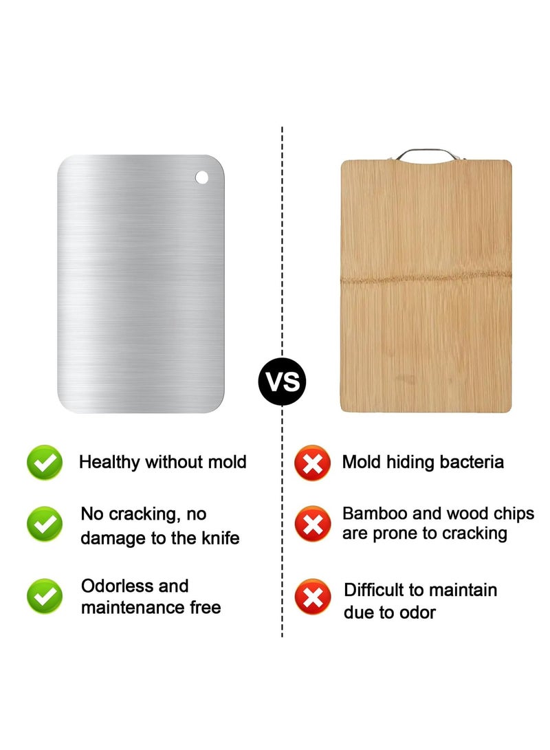 Beauenty 304 Stainless Steel Kitchen Cutting Board, Hanging Cutting Mat, Durable Non-Slip Meat and Vegetable Cutting Board, Dishwasher Safe, Double Sided Stainless Steel Cutting Board (30 * 20cm) - Image 5