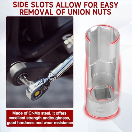 ROADGIVE 9 PCS Flare Nut Socket Set, (10-22mm) Diesel Injector Fuel Line Socket Set for Wired Temperature Sensors, Thermo Switches, Bent Pipe, EGT Sensor - Image 4