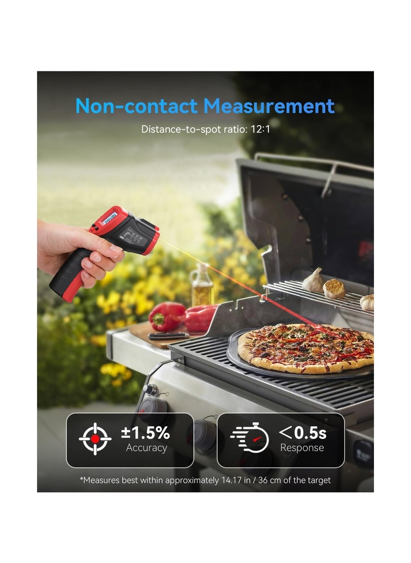 Generic Infrared Thermometer Gun, Digital Laser Surface Thermometer, Heat Temperature Gun for Kitchen Cooking Food Meat, Pizza Oven, Griddle Accessories, HVAC, Grill, Pool, Engine, -50℃ to 530℃  - Image 4