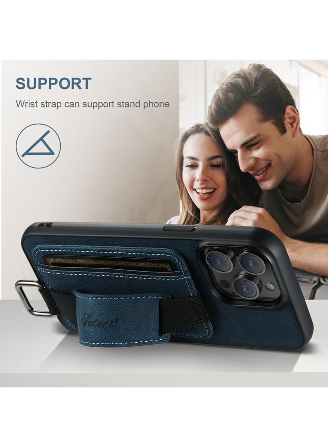 سوتين جراب لهاتف iPhone 16e H13 من جلد الليتشي مع حزام معصم ومحفظة وغطاء خلفي للهاتف - Image 5