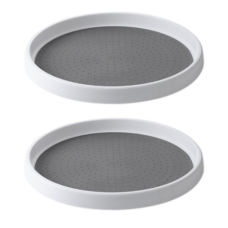 LOLYSIC 2 Pcs Lazy Susan Cupboard Organiser 25cm 98 Lazy Susan Turntable Rotating Spice Rack Condiment Holders for Kitchen Cupboard Cabinet Fridge