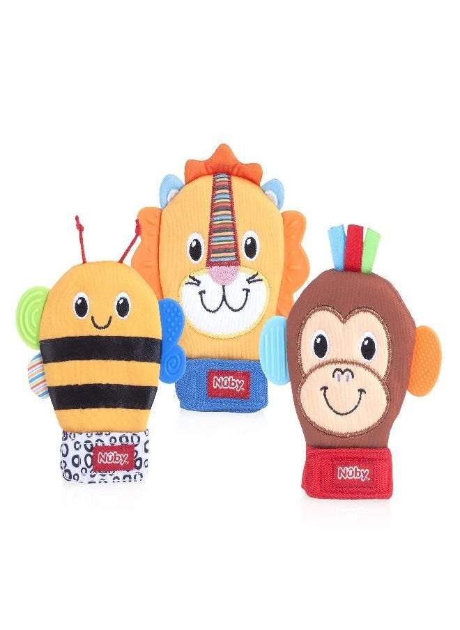 Nuby Nuby Happy Handimals Teething Mitten, Lion  - Image 3