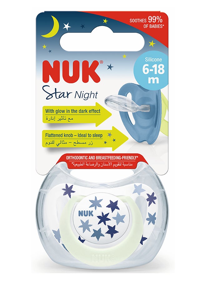 NUK Pacifier Star Night 6 18M 1Pc (Sky Blue )