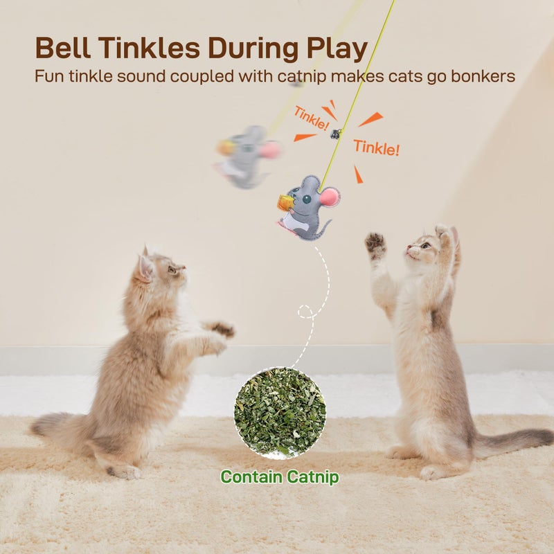 Potaroma Interactive Cat Feather Toys 5 Pcs, Cat Teaser Retractable Hanging Indoor Kitten Play Chase Exercise, Mental Physical Stimulation for All Breeds and Species - Image 4