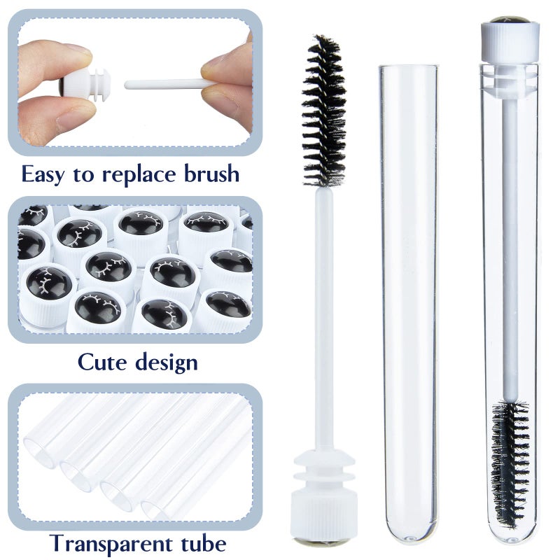 TUZAZO 80 Pieces Mascara Wand Tube Set 40 Diamond Empty Eyelash Brush Tubes Spoolies 40 Mascara Wand Lash Extension Brushes Applicators Makeup Tools (Black Lash Style) - Image 4