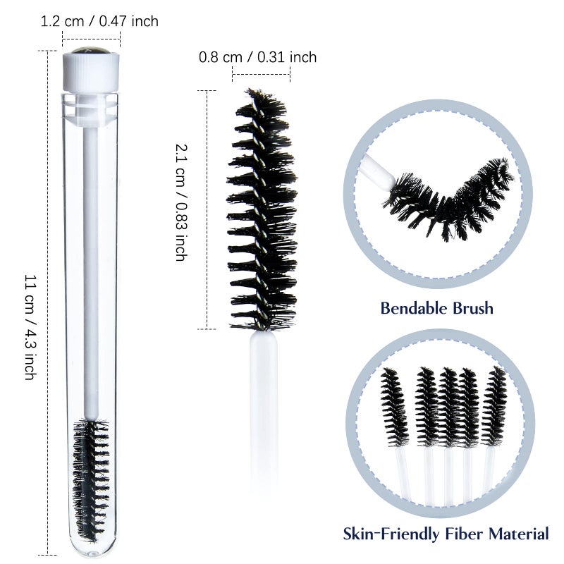 TUZAZO 80 Pieces Mascara Wand Tube Set 40 Diamond Empty Eyelash Brush Tubes Spoolies 40 Mascara Wand Lash Extension Brushes Applicators Makeup Tools (Black Lash Style) - Image 2