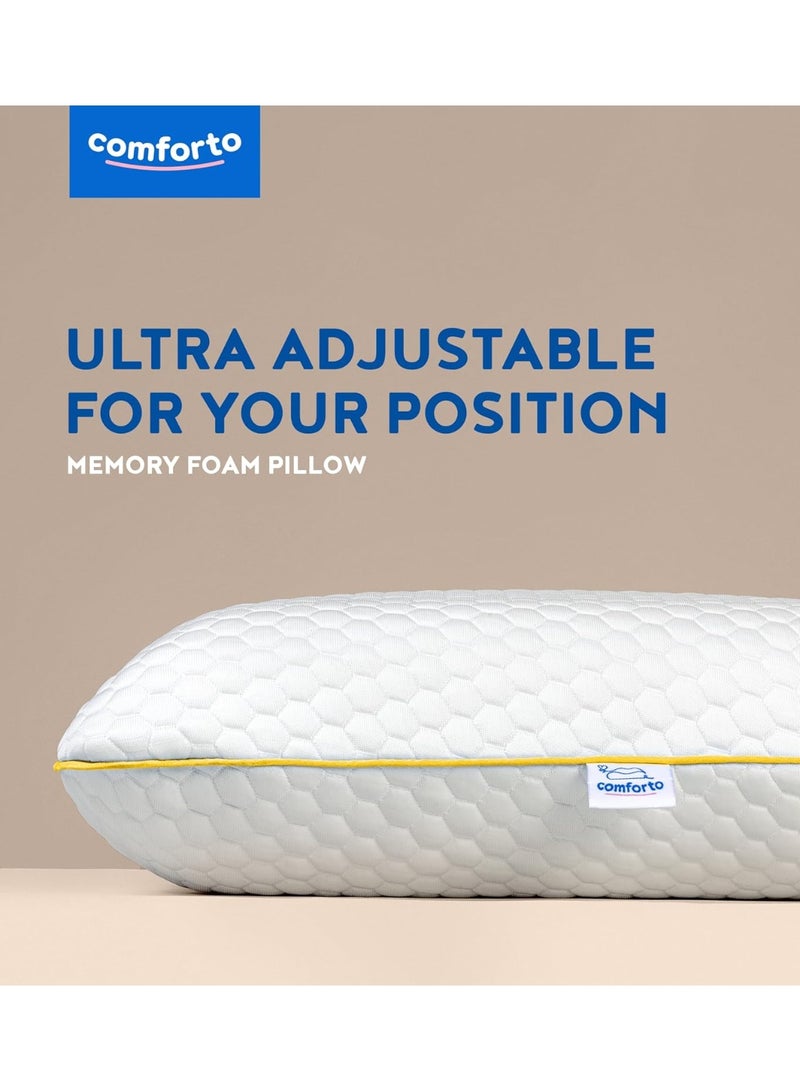 Comforto Foam Pillow for Sleeping 60x40 - Orthopedic Cervical Pillow for Neck and Shoulder Pain Relief for Back and Side Sleepers - Medium Firm Pillow with Cervical Neck Support - Cooling Pillowcase - Image 4