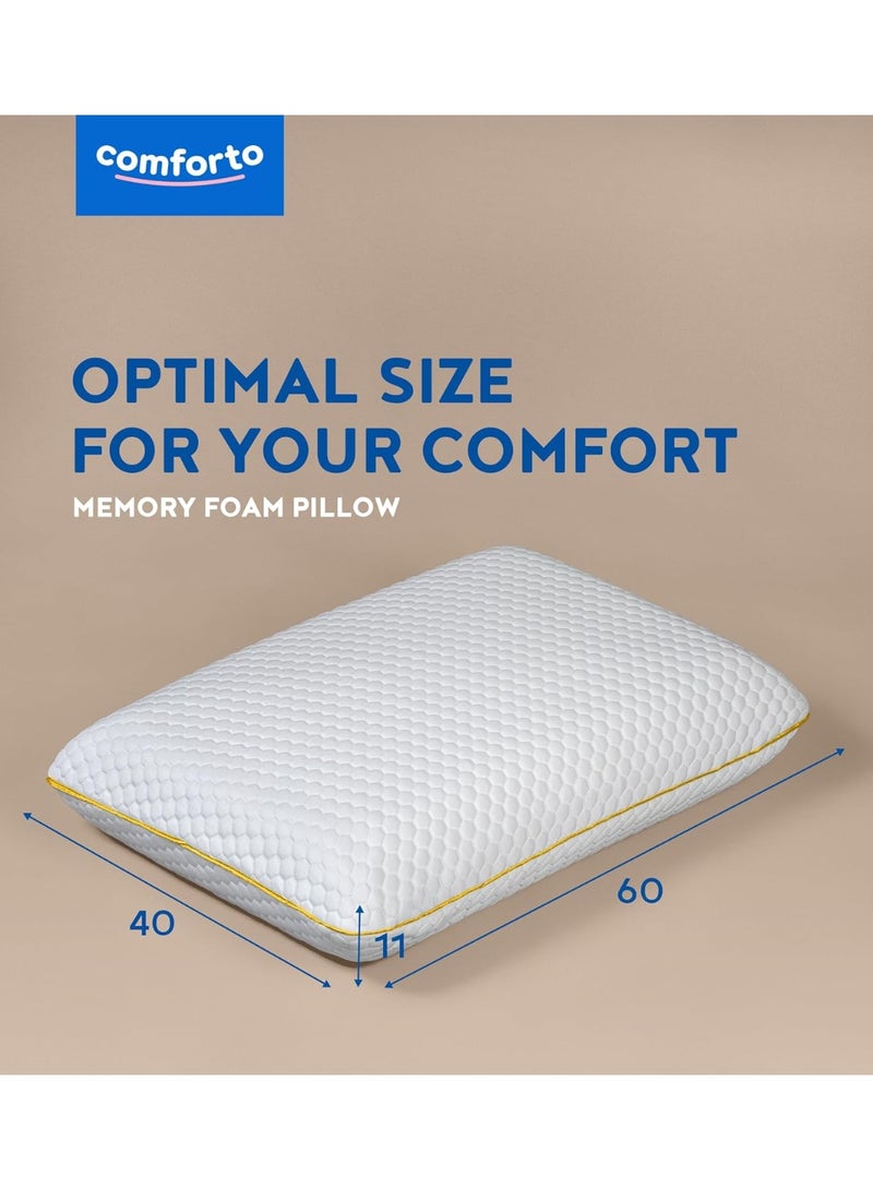 Comforto Foam Pillow for Sleeping 60x40 - Orthopedic Cervical Pillow for Neck and Shoulder Pain Relief for Back and Side Sleepers - Medium Firm Pillow with Cervical Neck Support - Cooling Pillowcase - Image 2