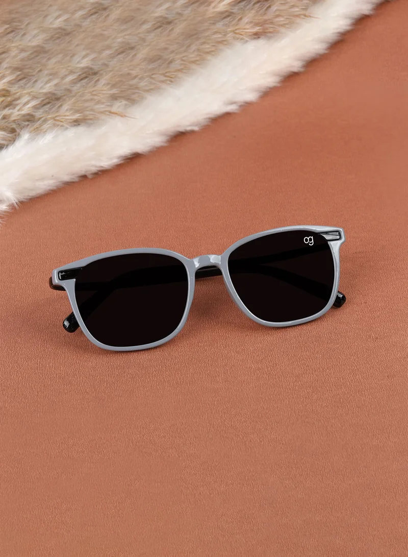 Woggles Stylish Black & Grey Square Kids Sunglasses