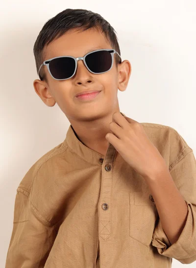 ووجلز نظارات شمسية مربعة أنيقة للأطفال باللونين الأسود والرمادي