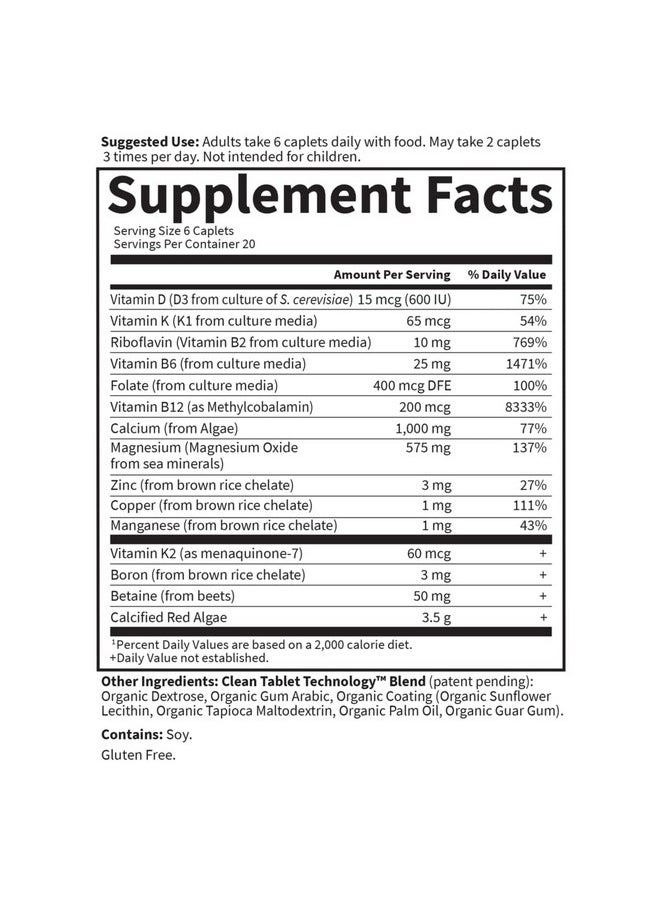 Garden of Life Calcium Supplement Living Calcium Advanced Formula 1000Mg Whole Food Plant Calcium Plus Vitamins D3 K1 And Magnesium For Absorption 120 Vegetarian Caplets  - Image 5