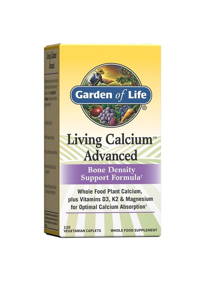 Garden of Life Calcium Supplement Living Calcium Advanced Formula 1000Mg Whole Food Plant Calcium Plus Vitamins D3 K1 And Magnesium For Absorption 120 Vegetarian Caplets  - Image 2