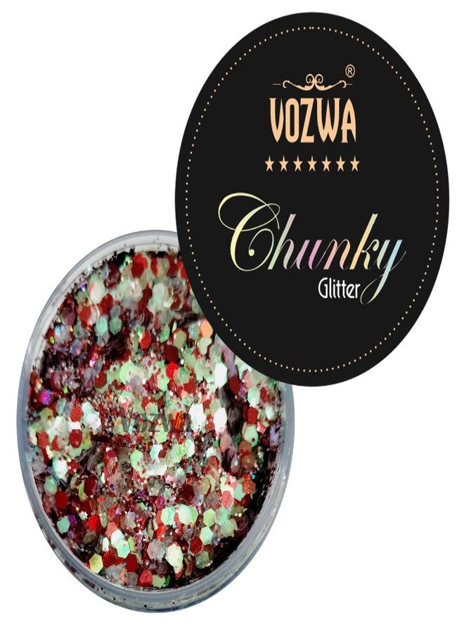 Vozwa Gradient Chunky Thick & Thin Eyeshadow Red Mix Glitter - Image 4