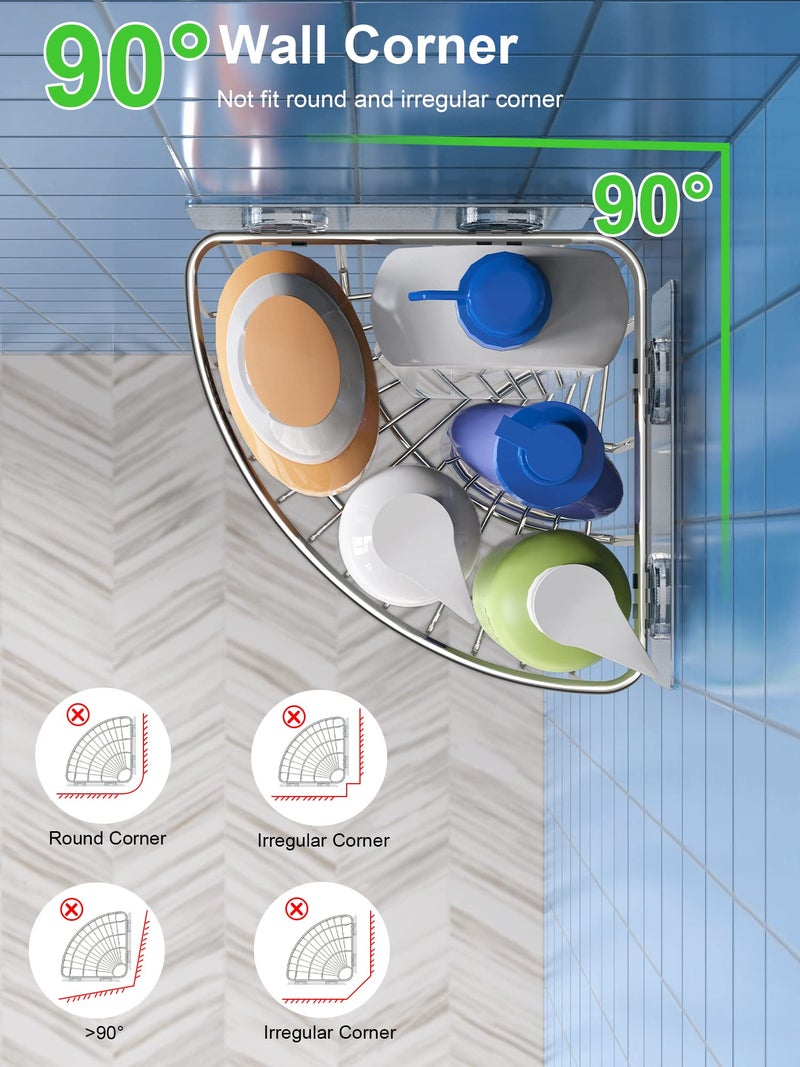 سمارت تايك SMARTAKE 2 عبوة دش دش العلبة DEEP DEAPE SUS304 الفولاذ المقاوم للصدأ الجدار مثبتة على الجدار مع منظم تخزين لاصق للمرحاض طبخ ومطبخ (الفضة) - Image 2