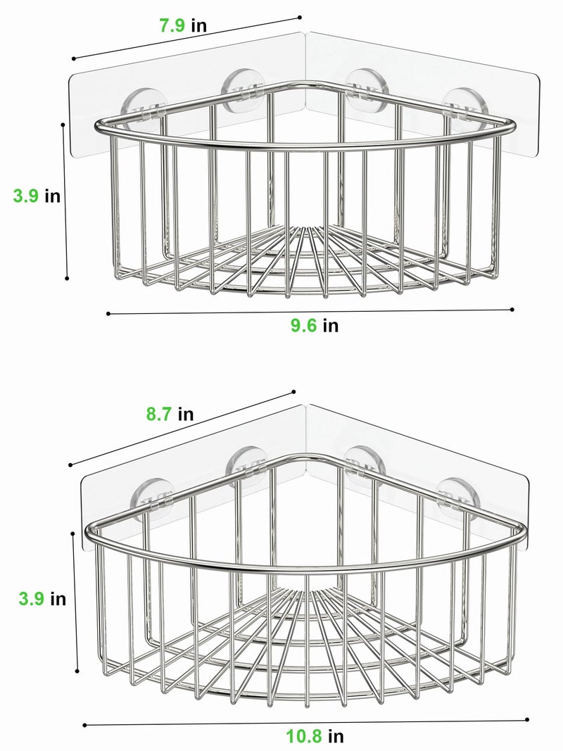 سمارت تايك SMARTAKE 2 عبوة دش دش العلبة DEEP DEAPE SUS304 الفولاذ المقاوم للصدأ الجدار مثبتة على الجدار مع منظم تخزين لاصق للمرحاض طبخ ومطبخ (الفضة) - Image 5