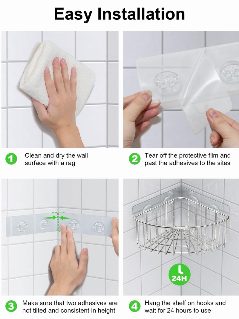 سمارت تايك SMARTAKE 2 عبوة دش دش العلبة DEEP DEAPE SUS304 الفولاذ المقاوم للصدأ الجدار مثبتة على الجدار مع منظم تخزين لاصق للمرحاض طبخ ومطبخ (الفضة) - Image 4
